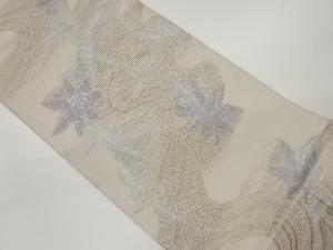 絽流水に草花模様織出し袋帯